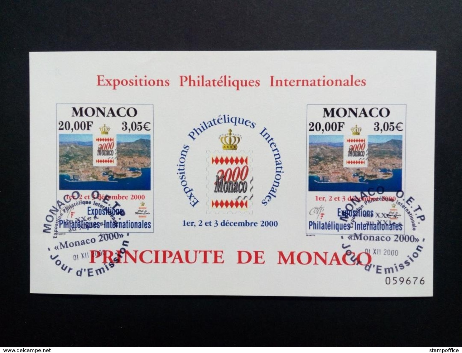 MONACO BLOCK 81 GESTEMPELT BRIEFMARKENAUSSTELLUNG MONACO 2000 - Blocks & Kleinbögen