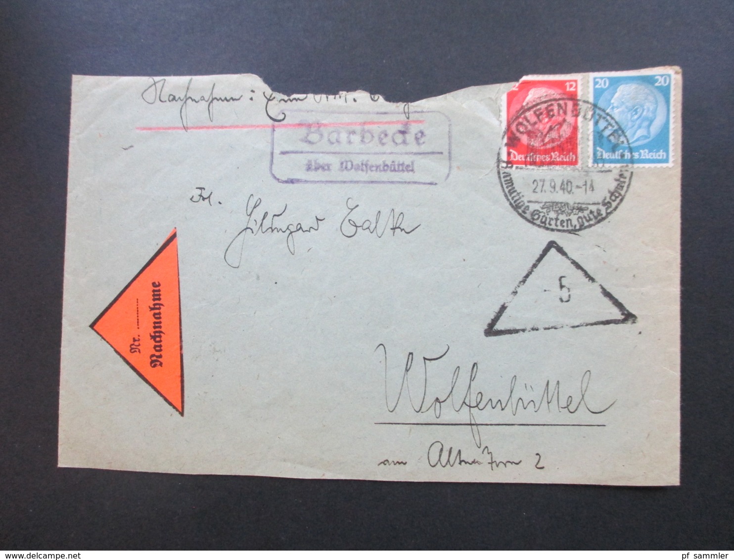 3. Reich 1940 Nachname Beleg SST Wolfenbüttel Und Landpoststellen Stempel Barbecke über Wolfenbüttel Ortsbrief - Briefe U. Dokumente