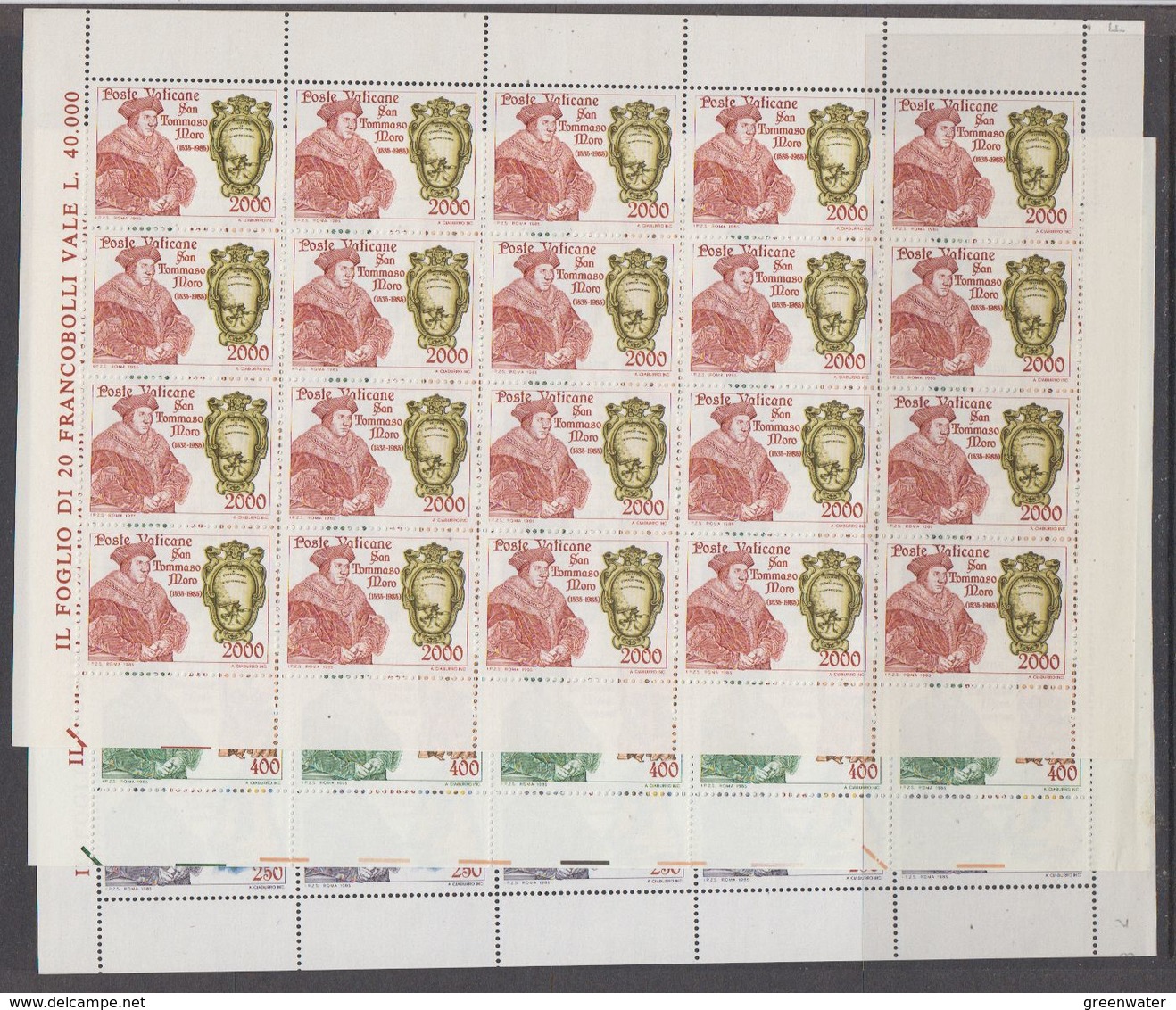 Vatican City 1985 San Tommaso Moro 3v Sheetlets (unfolded) ** Mnh (F7974) - Ongebruikt