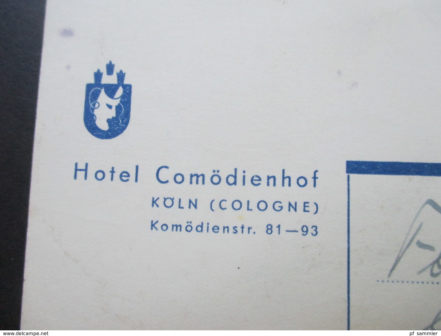 3. Reich 1941 Hitler EF Hotelpostkarte Hotel Comödienhof Köln (Cologne) - Briefe U. Dokumente