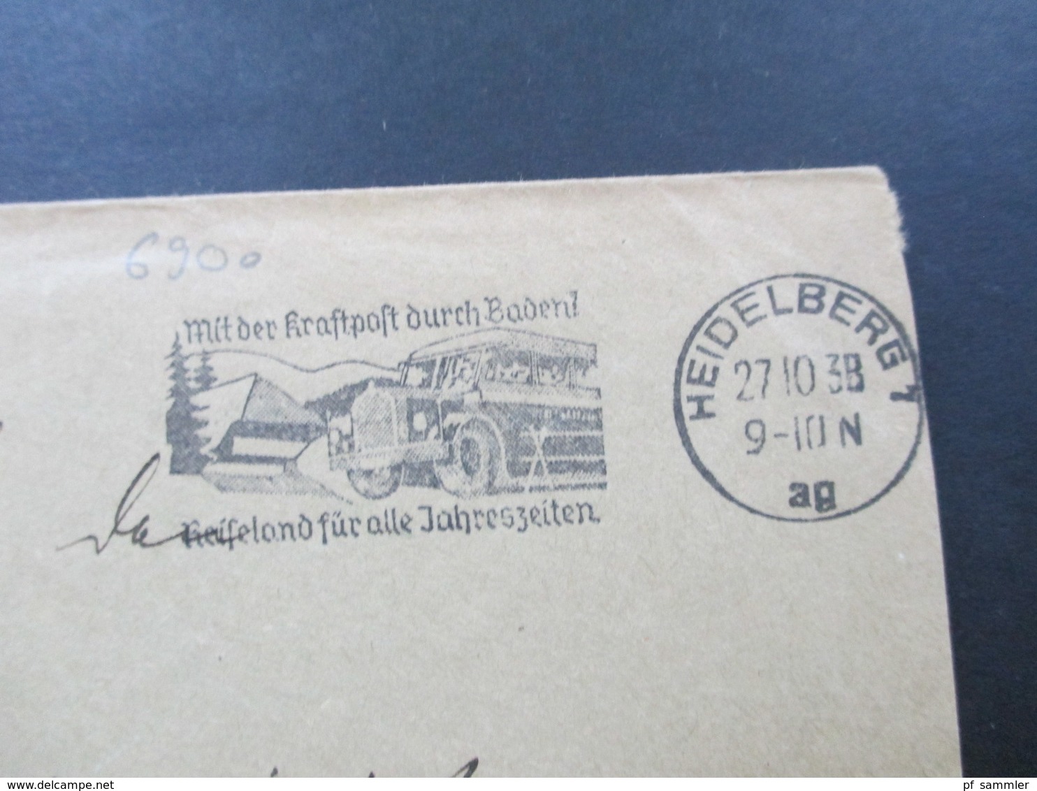 3. Reich 1938 Landgericht Heidelberg An Den Reichsminister Der Justiz In Berlin. Stempel Mit Der Kraftpost Durch Baden - Briefe U. Dokumente