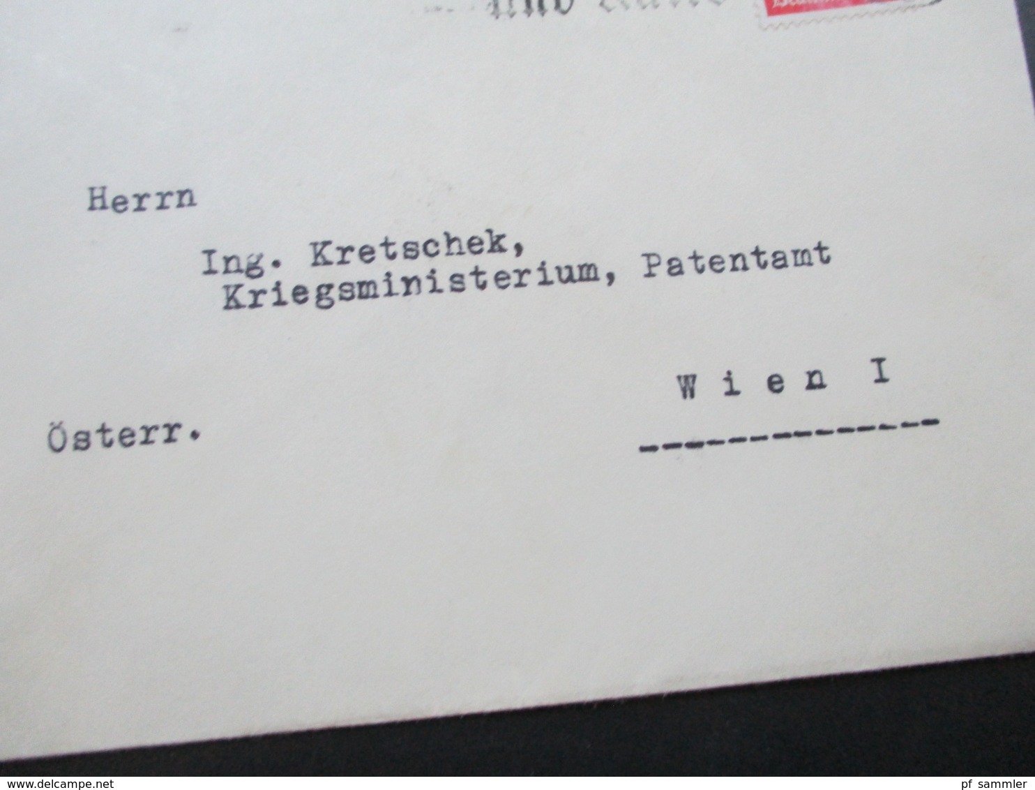 3. Reich 1934 Hindenburg EF Ludwigshafen An Herrn Ing. Kretschek Kriegsministerium, Patentamt Wien I Österreich - Briefe U. Dokumente