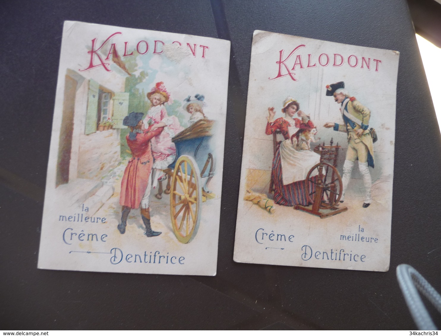 X2 Chromo Ancien Publicitaire  Crème Dentifrice Kalodont Amoureux Militaires - Autres & Non Classés