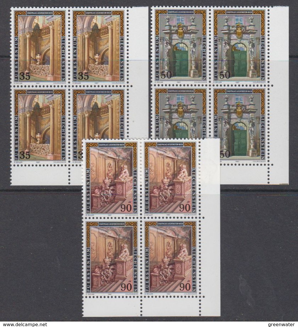 Liechtenstein 1987 Stadtpalais Liechtenstein, Wien 3v Bl Of 4 (corners) ** Mnh (44318) - Ongebruikt