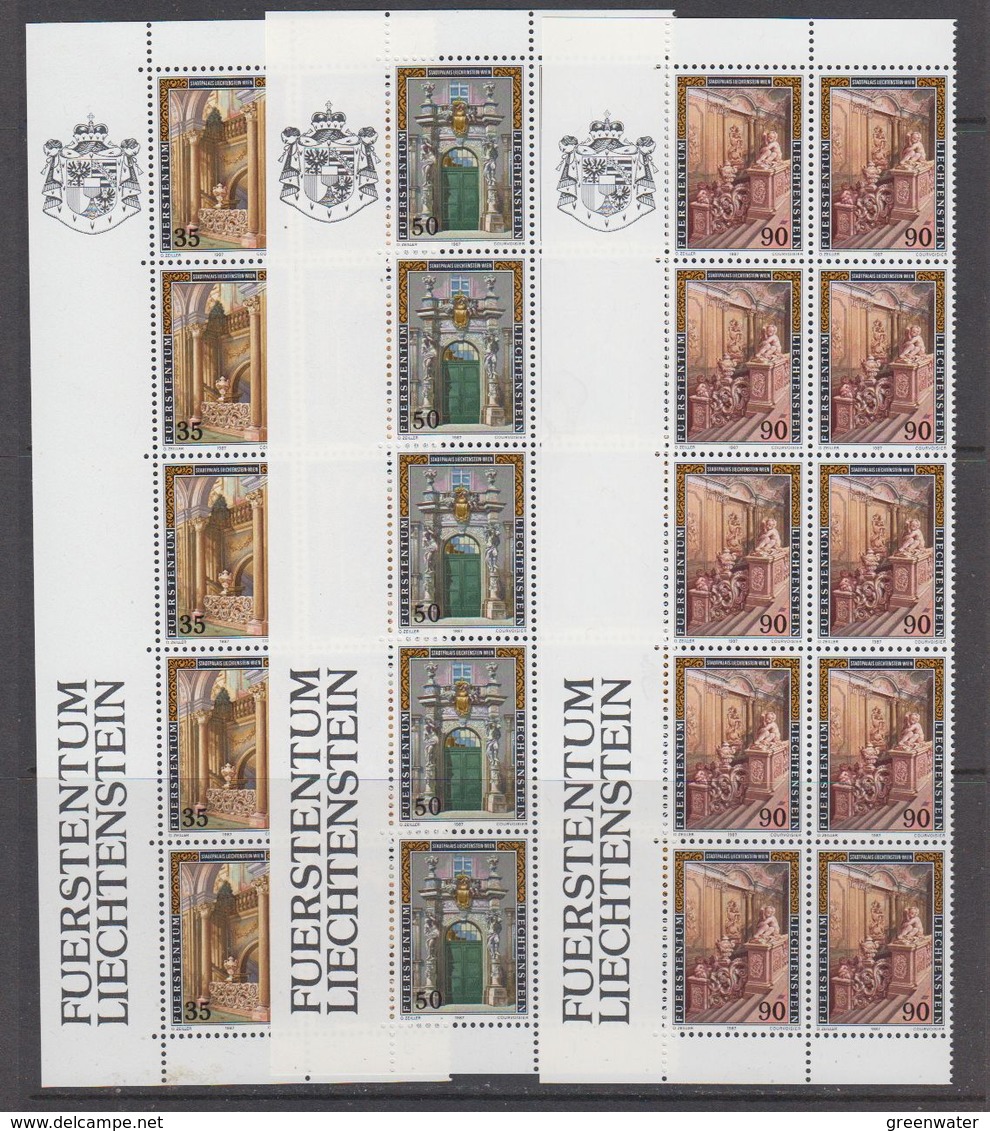 Liechtenstein 1987 Stadtpalais Liechtenstein, Wien 3v Bl Of 10 ** Mnh (44318A) - Ongebruikt