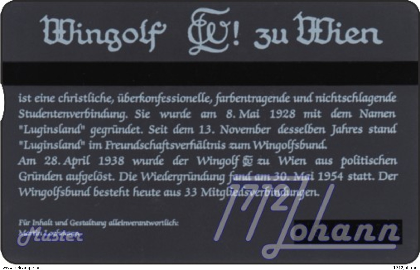 AUSTRIA Private: *Wingolf - Wien* - SAMPLE [ANK P125] - Autriche