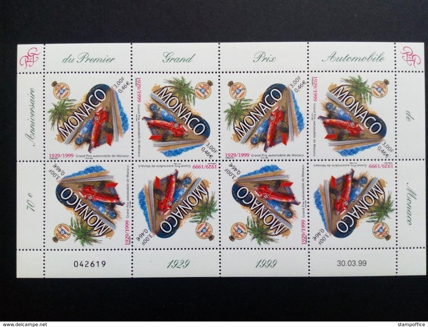 MONACO MI-NR. 2451 POSTFRISCH(MINT) KLEINBOGEN 70 JAHRE AUTORENNEN PREIS VON MONACO - Blocks & Kleinbögen