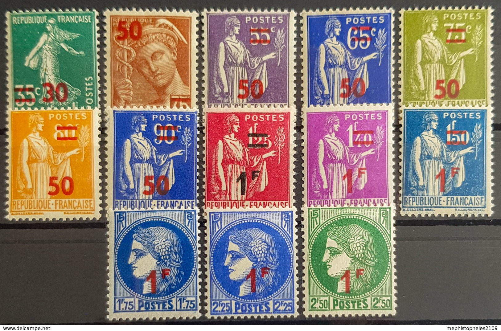 FRANCE 1941 - MNH - YT 476-488 - Overprints - Nuovi