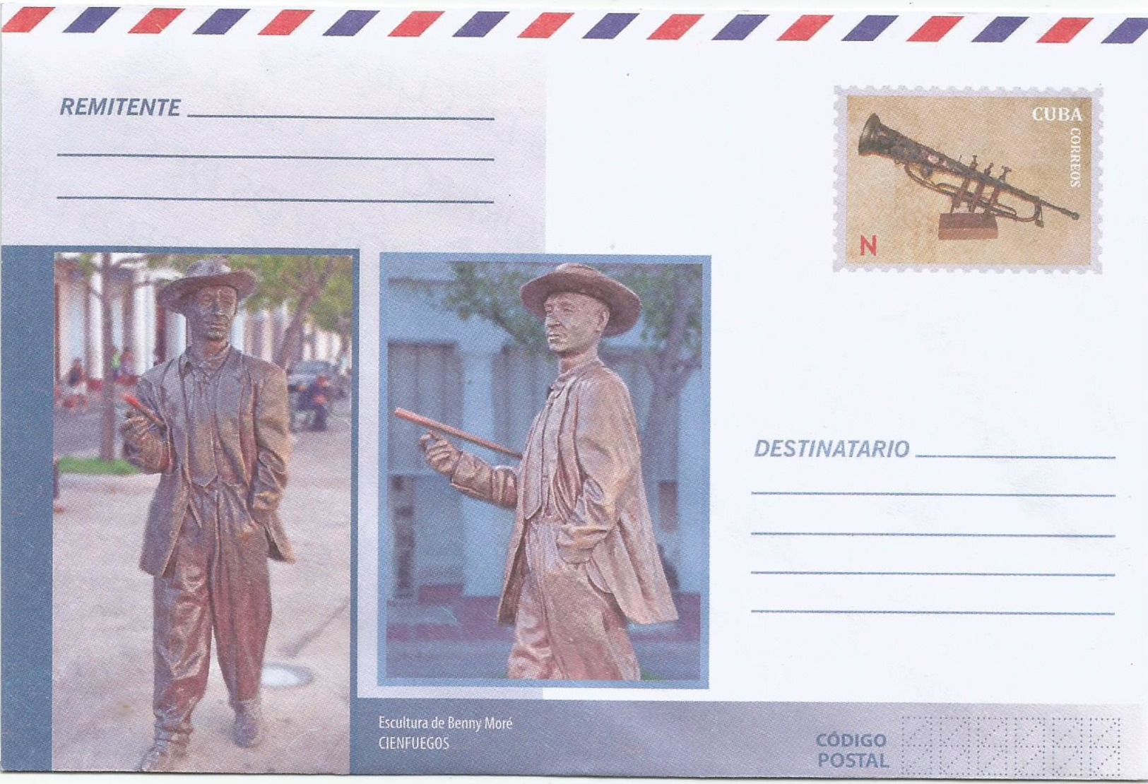 Cuba 2018 Postal Stationary Envelopes National Service, Benny More, Musician, Singer, Cienfuegos`s Sculture N16 NEW - Cantantes