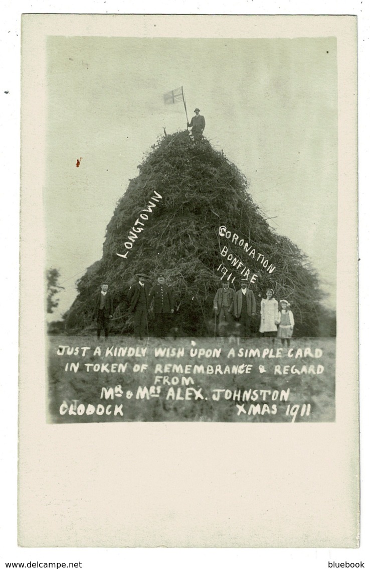 Ref 1327 - Real Photo Postcard - 1911 Coronation Bonfire Longtown Clodock Herefordshire - Herefordshire