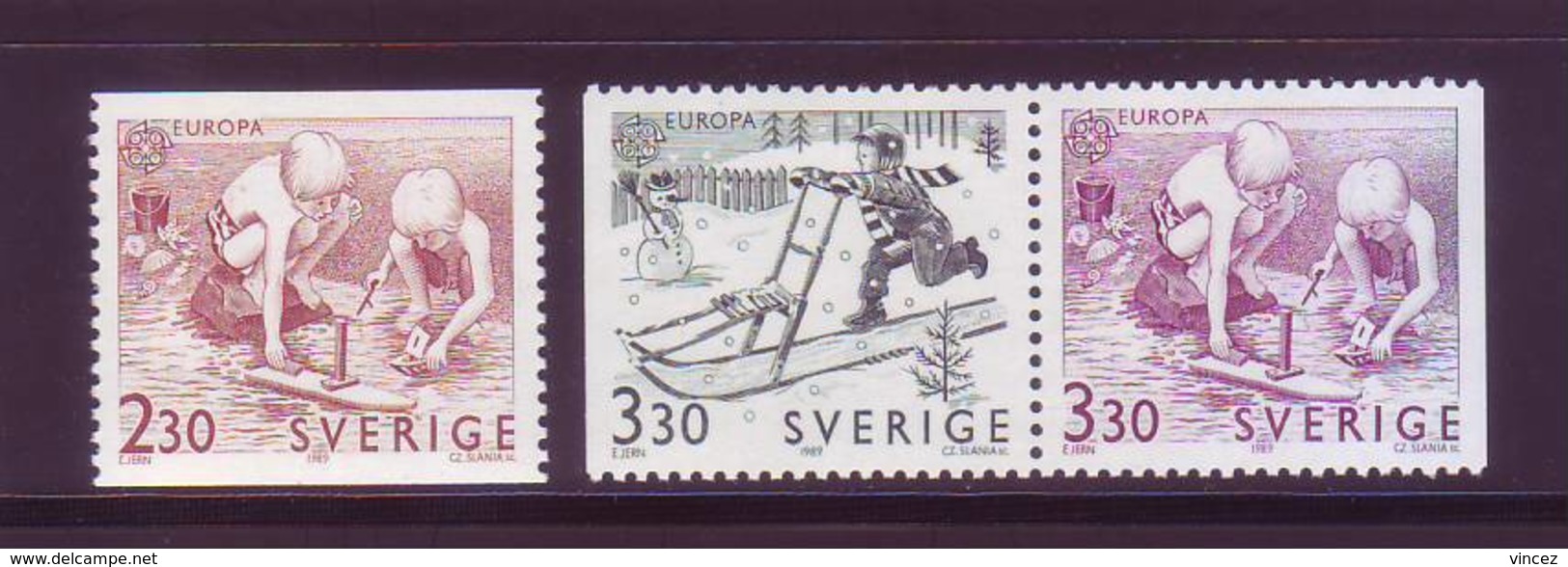 Europa CEPT 1989 - Svezia, Giochi,  3v MNH** - 1989