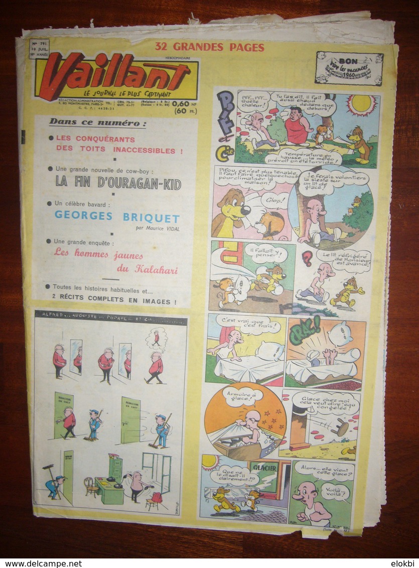 Vaillant N°791 Du  10  Juillet  1960 - BD : Bob Mallard, Jack Flash, Yves Le Loup, Les Pionniers De L'Espérance, ... - Vaillant