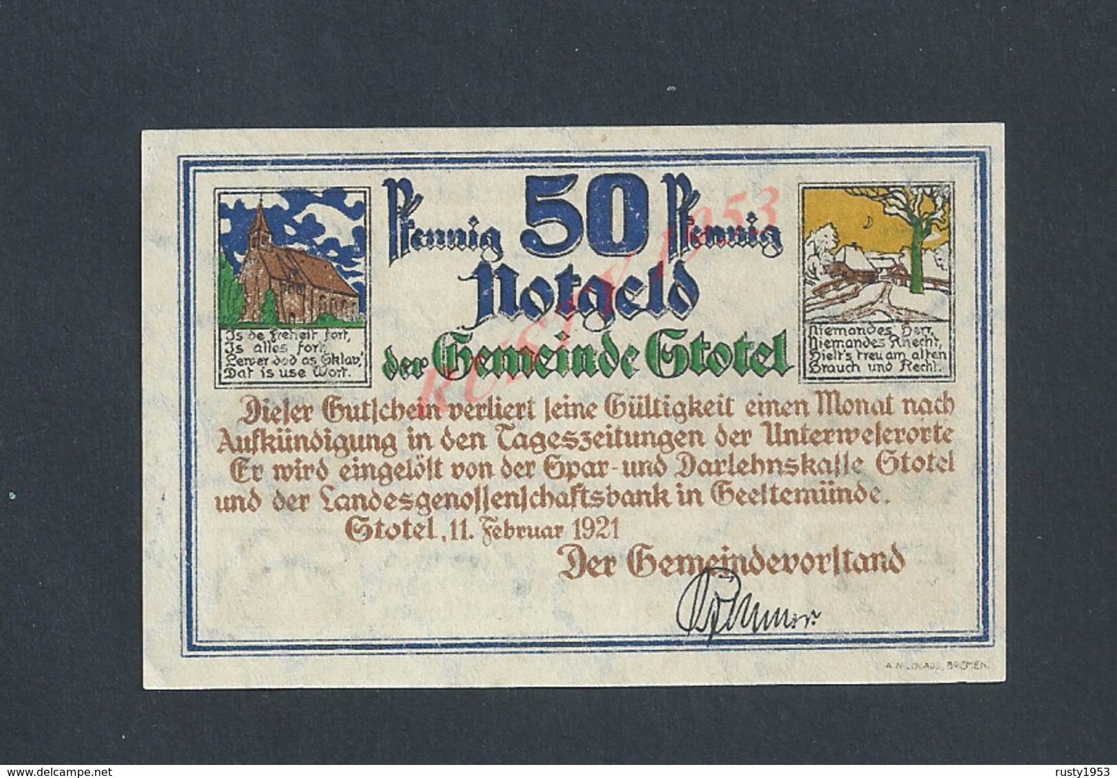 ALLEMAGNE BILLET DE BANQUE DE 1921 : - Bank & Versicherung