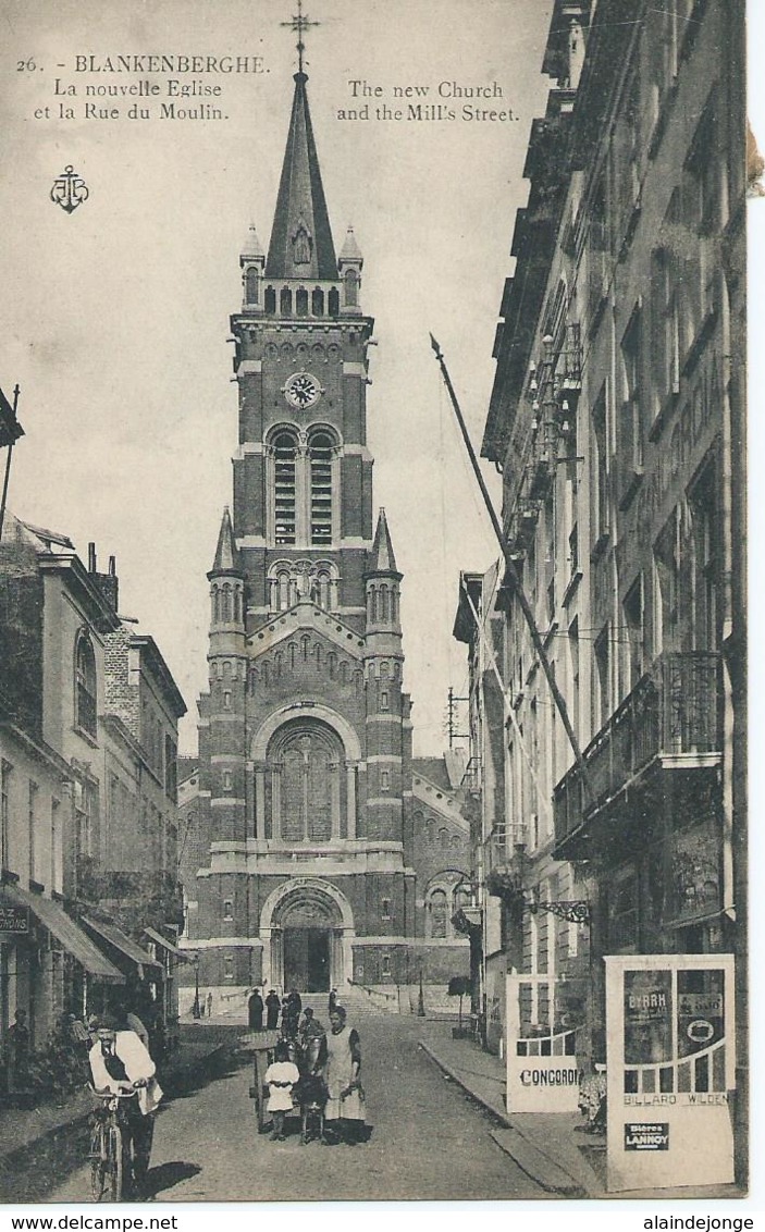 Blankenberge - Blankenberghe - La Nouvelle Eglise Et La Rue Du Moulin - The New Church And The Mill's Street - 1922 - Blankenberge