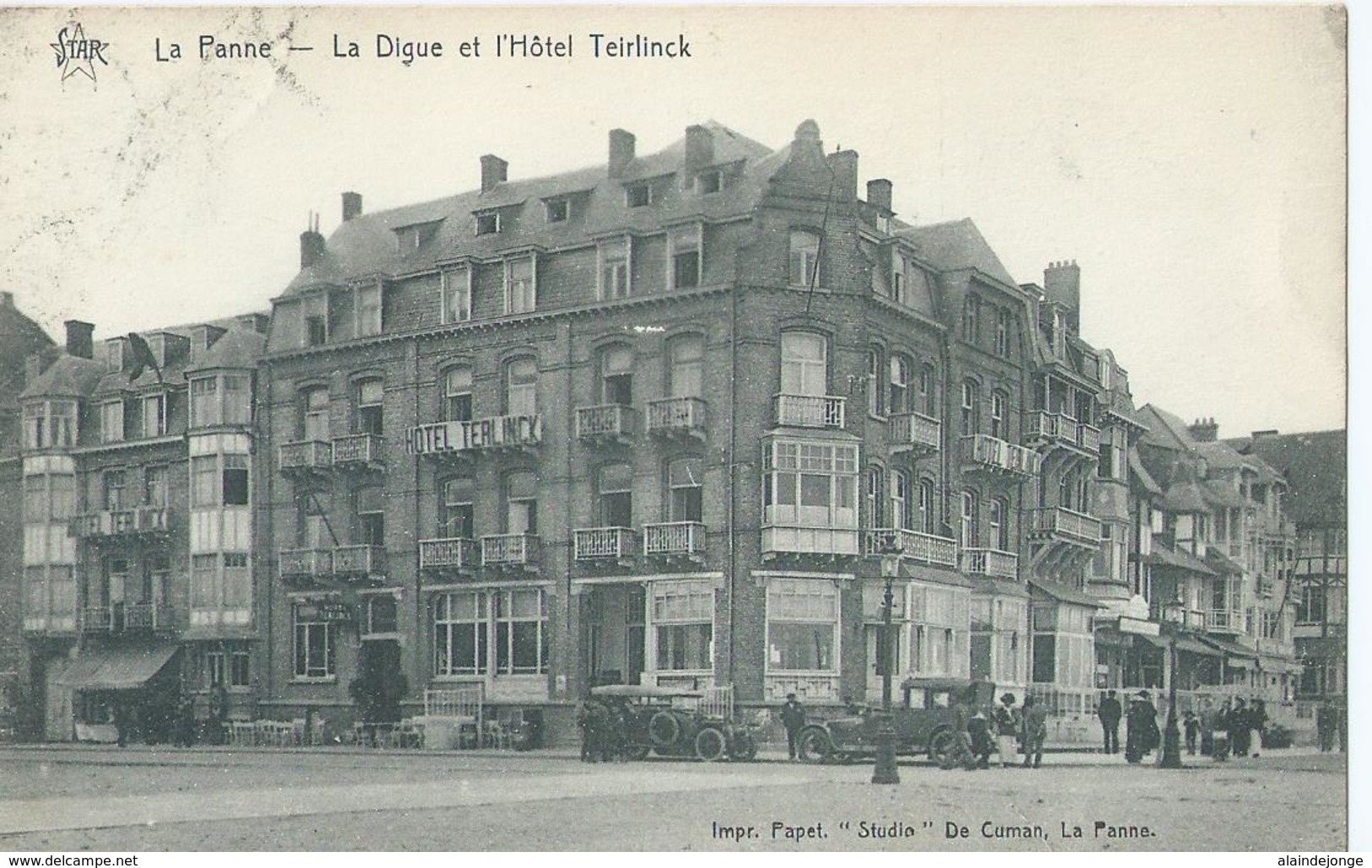 De Panne - La Panne - La Digue Et L'Hôtel Teirlinck - Star - Impr. Papet. "Studio" - De Cuman - 1922 - De Panne