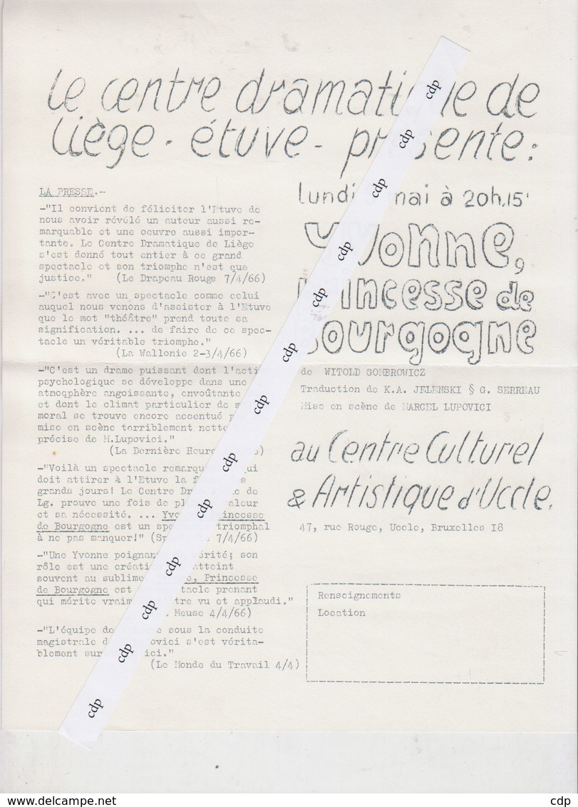 Programme Uccle  1966 Théatre - Programmes