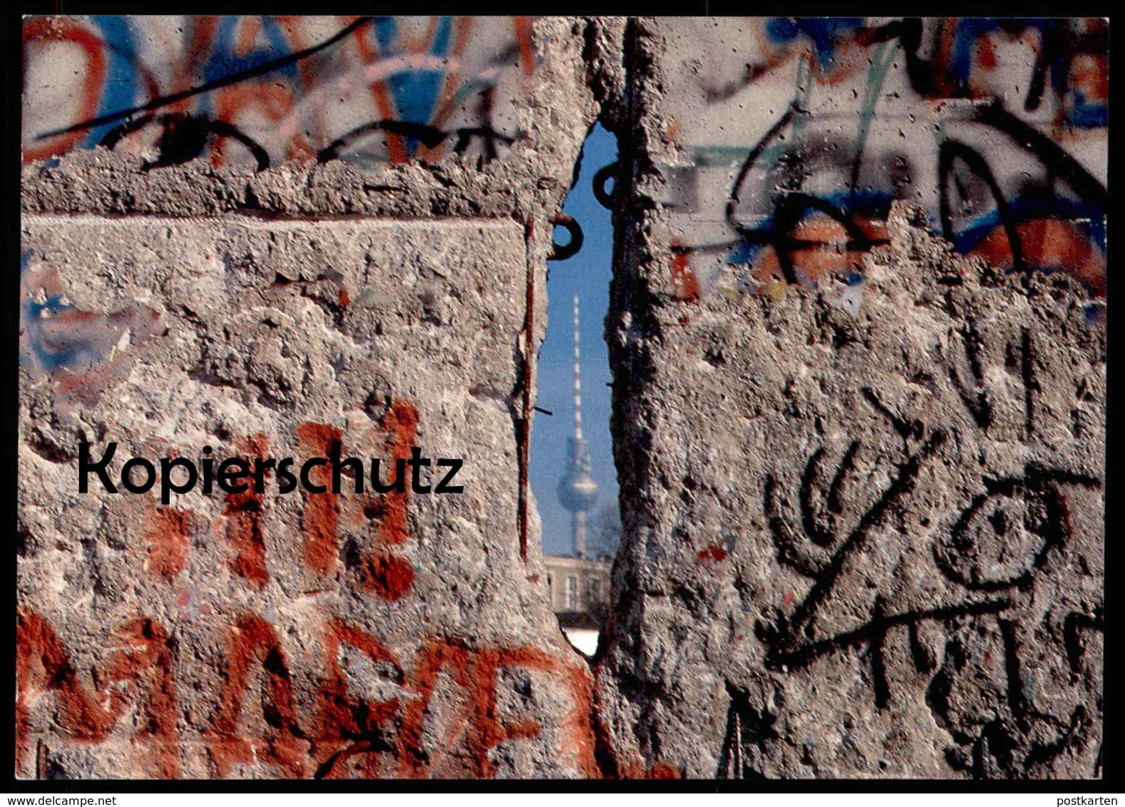 ÄLTERE POSTKARTE BERLIN BERLINER MAUER 1989 MAUERFALL FUNKTURM LE MUR THE WALL Ansichtskarte  Postcard - Berlin Wall
