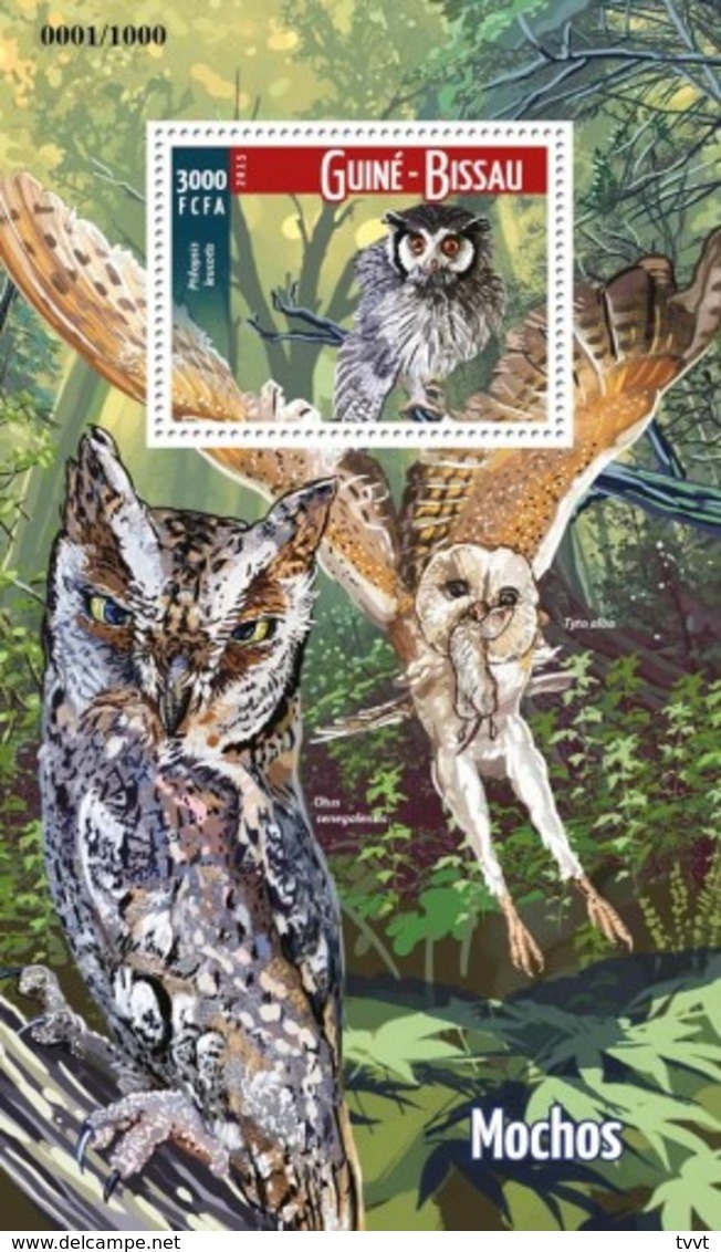 Guinea-Bissau, 2015. [gb15710] Birds, Owls (s\s+block) - Owls