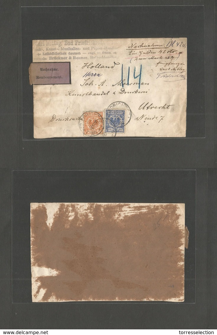 GERMANY. 1900 (12 August) Friedrichroda - Netherlands, Utrecht. Registered Insured "Nachnahme - Reimboursement" Multifkd - Sonstige & Ohne Zuordnung