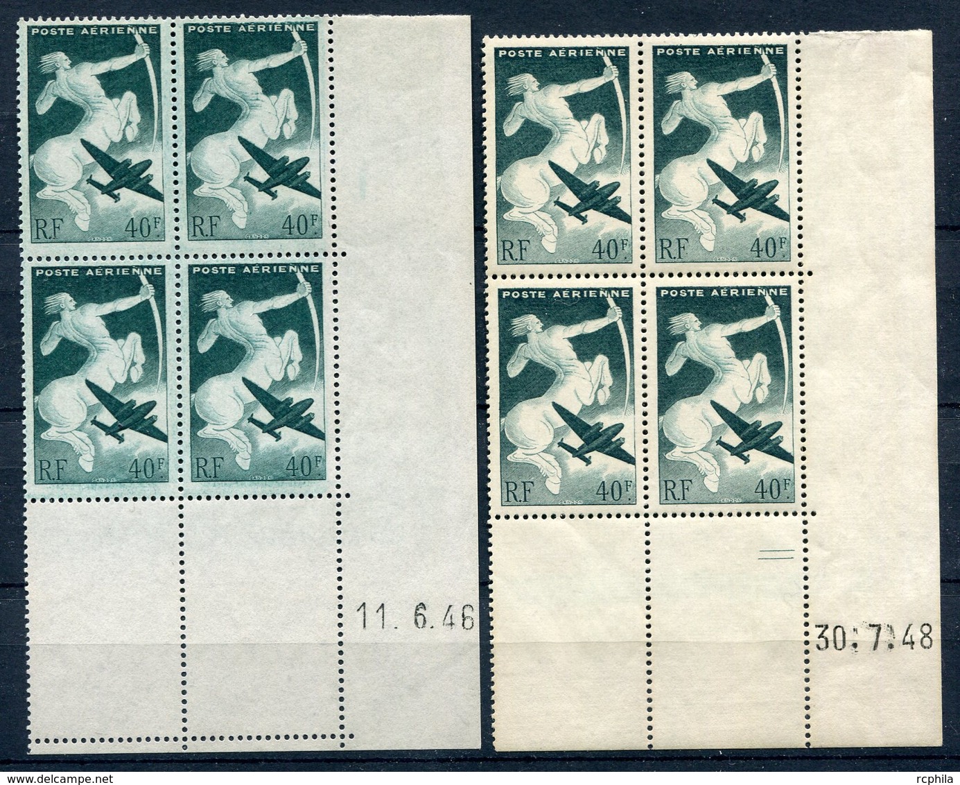 RC 13121 FRANCE PA N° 16 AVION ET SAGITTAIRE COINS DATÉS 1946 + 1948 COTE 10€ NEUF ** TB - 1927-1959 Neufs