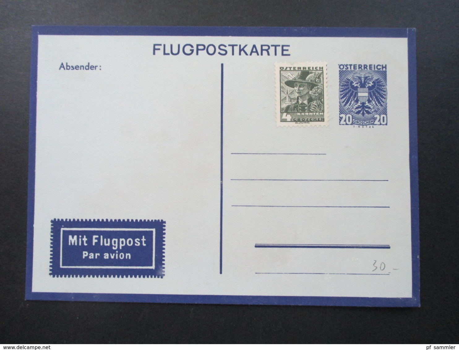 Österreich 1936 Luftpostkarte LP 4 Ungebraucht Aber Mit Zusatzfrankatur Flugpostkarte - Covers & Documents
