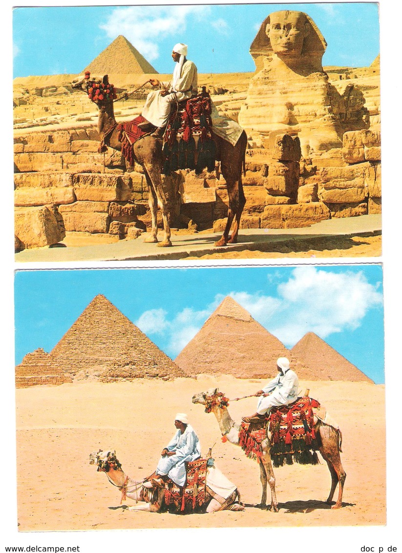 Egypt - 2 Cards - Giza Pyramid - Camel - Nice Stamp Stamps Timbre - Pyramiden