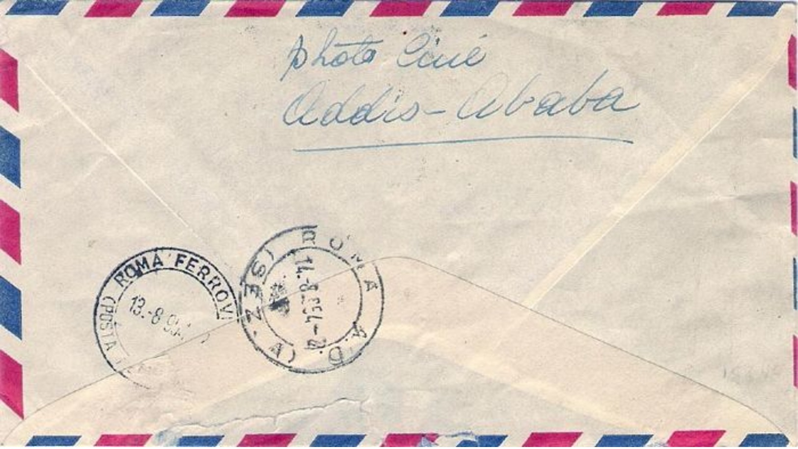 1954 ETIOPIA Ind C.5 E 50 + Coppia C,15 Su Raccomandata Via Aerea Addis Abeba (9.8)  Per L Italia - Etiopia