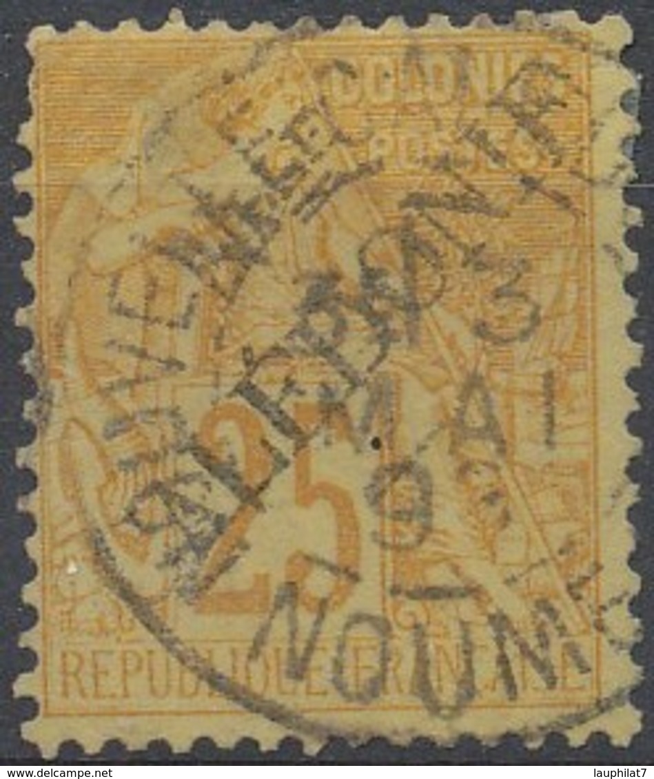 [41647]TB//O/Used-c:44e-N° 28, 1892, 25c Jaune-bistre, Surcharge 'NLLE CALEDONIE' Type II, Belle Oblit. Centrale Et Très - Oblitérés