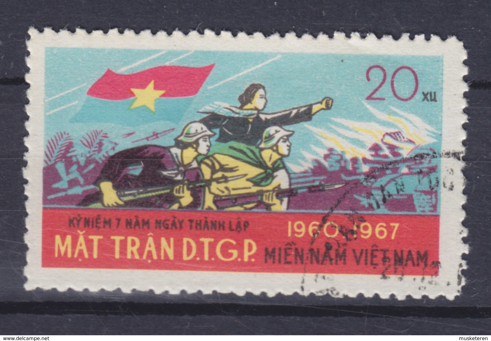 Vietnam Vietcong 1967 Mi. 13   20 (xu) Befreiungsfront Frau Und Soldaten Der Befreiungsfront Im Angriff - Vietnam