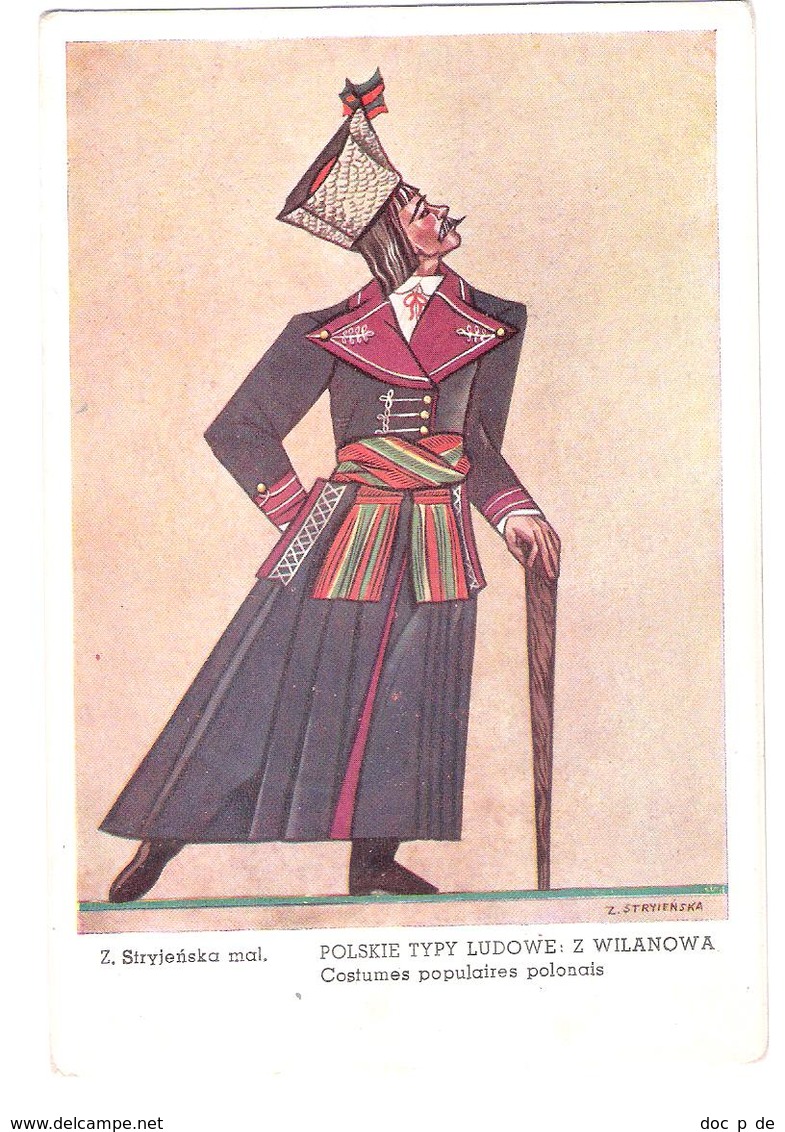 Poland - Polen - Z. Stryjenska Mal. - Polskie Typy Ludowe : Z Wilanowa - Costume - Tracht - Trachten - Old Card - Polonia