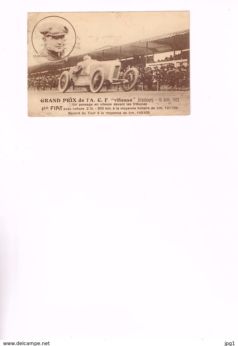 STRASBOURG 1922 GRAND PRIX DE L'A.C.F. : Fiat Devant Les Tribunes. - Autres & Non Classés