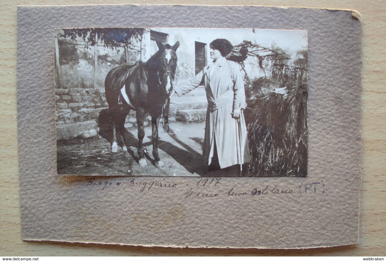 TOSCANA FOTO PULEDRO CAVALLO CON SIGNORA ANNO 1917 BORGO A BUGGIANO PISTOIA - Altri & Non Classificati