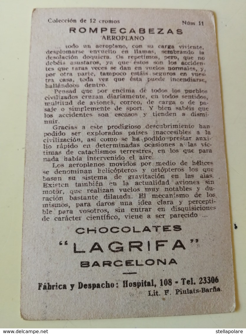 LA  GRIFA CHOCOLATE'S CARD - BARCELONA ABOUT 1937 - Other & Unclassified