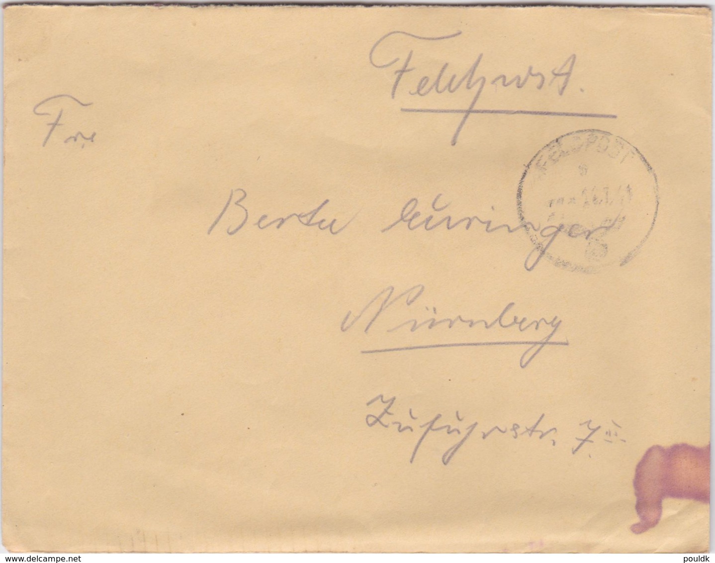 German Feldpost WW2: From Romania - Regimentsstab Infanterie-Regiment 97 FP 32491 P/m 24.7.1941 - Letter Inside - Militaria
