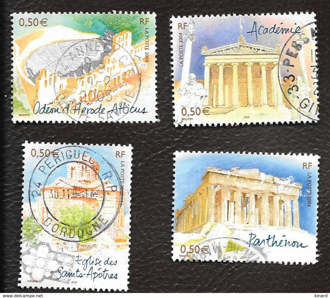 TIMBRES  FRANCE ..OBLITERATION RONDE...2004...CAPITALE ATHENES.. N°3718/3721...TBE. - Gebruikt