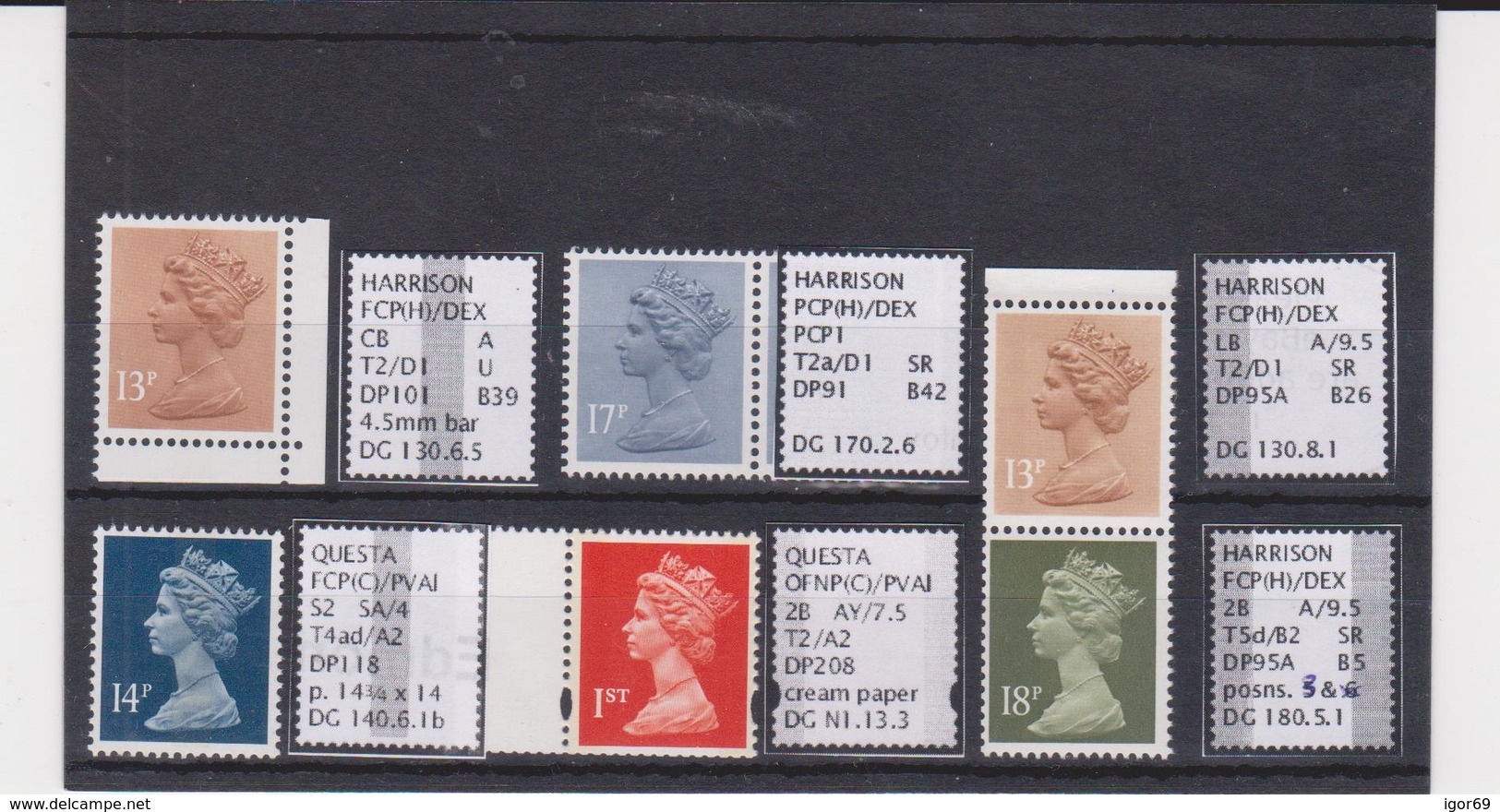 #16 GB Specialised Selection Of Machin Stamps - Machins