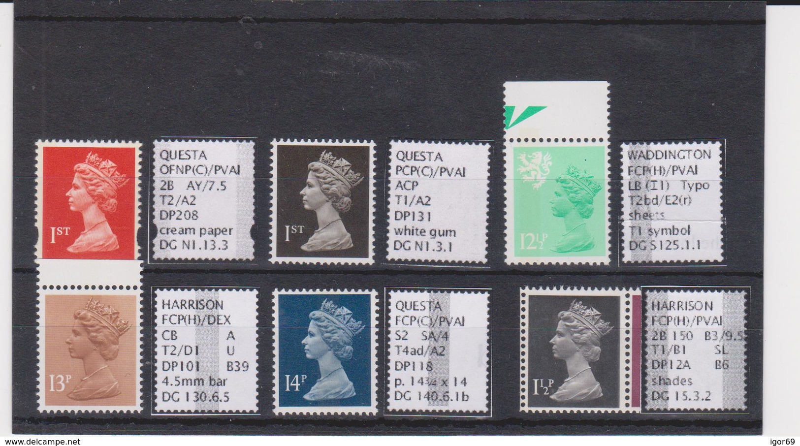 #17 GB Specialised Selection Of Machin Stamps - Machins