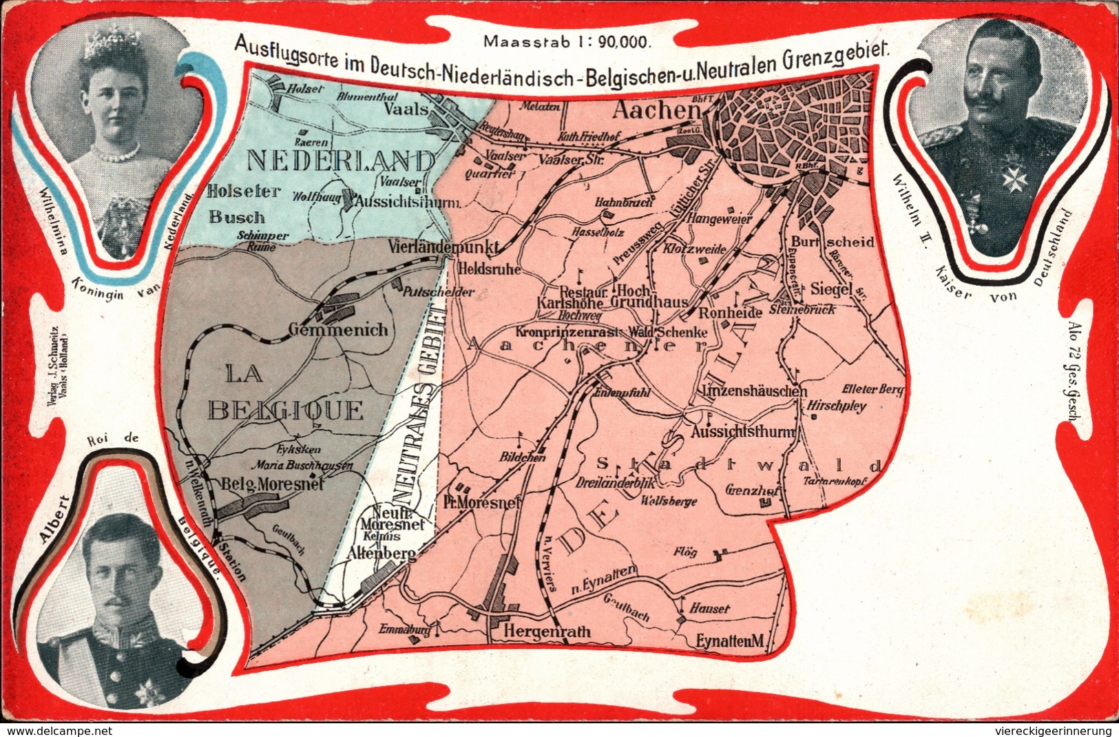 ! Alte Ansichtskarte Vaals, Vierländerpunkt, Grenze, Eisenbahnlinien, Adel, Aachen, Neutral Moresnet, Altenberg, Belgien - Autres & Non Classés