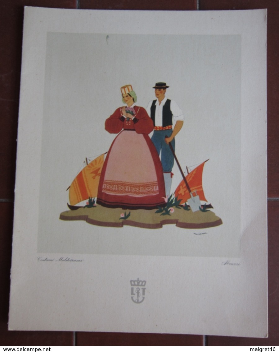 MENU ITALIA ITALIA LLOYD TRIESTINO ADRIATICA TIRRENIA MOTONAVE EUROPA ANNO 1953 COSTUMI ABRUZZO ILLUSTRATORE ACCORNERO - Menu