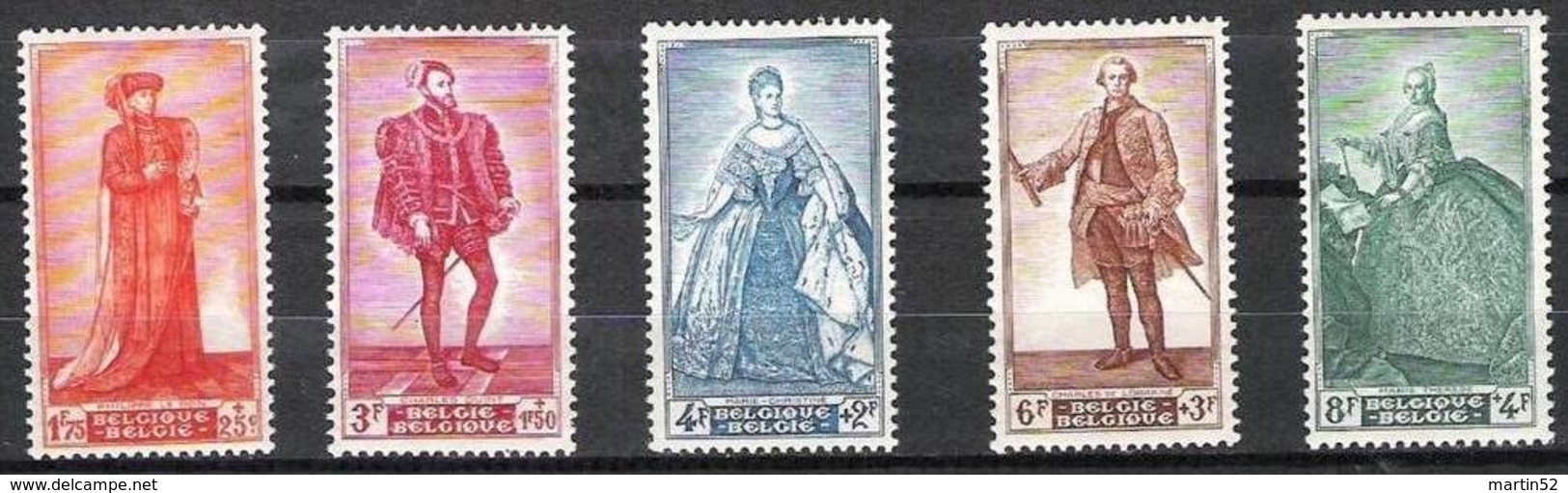 Belgien Belgique 1949:Impériales & Noblesse  Royals & Nobility Kaiser & Fürsten COB 818-822 Yv 819-823 Mi 858-862 ** MNH - Familles Royales