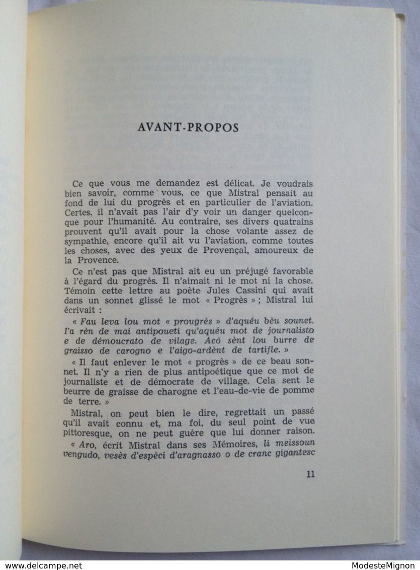 Frédéric Mistral Et L'aviation De Claude Marzeau ; A. Chamson (Préface) ; R. Jouveau (Avant-Propos) ; André Turcat - Aerei