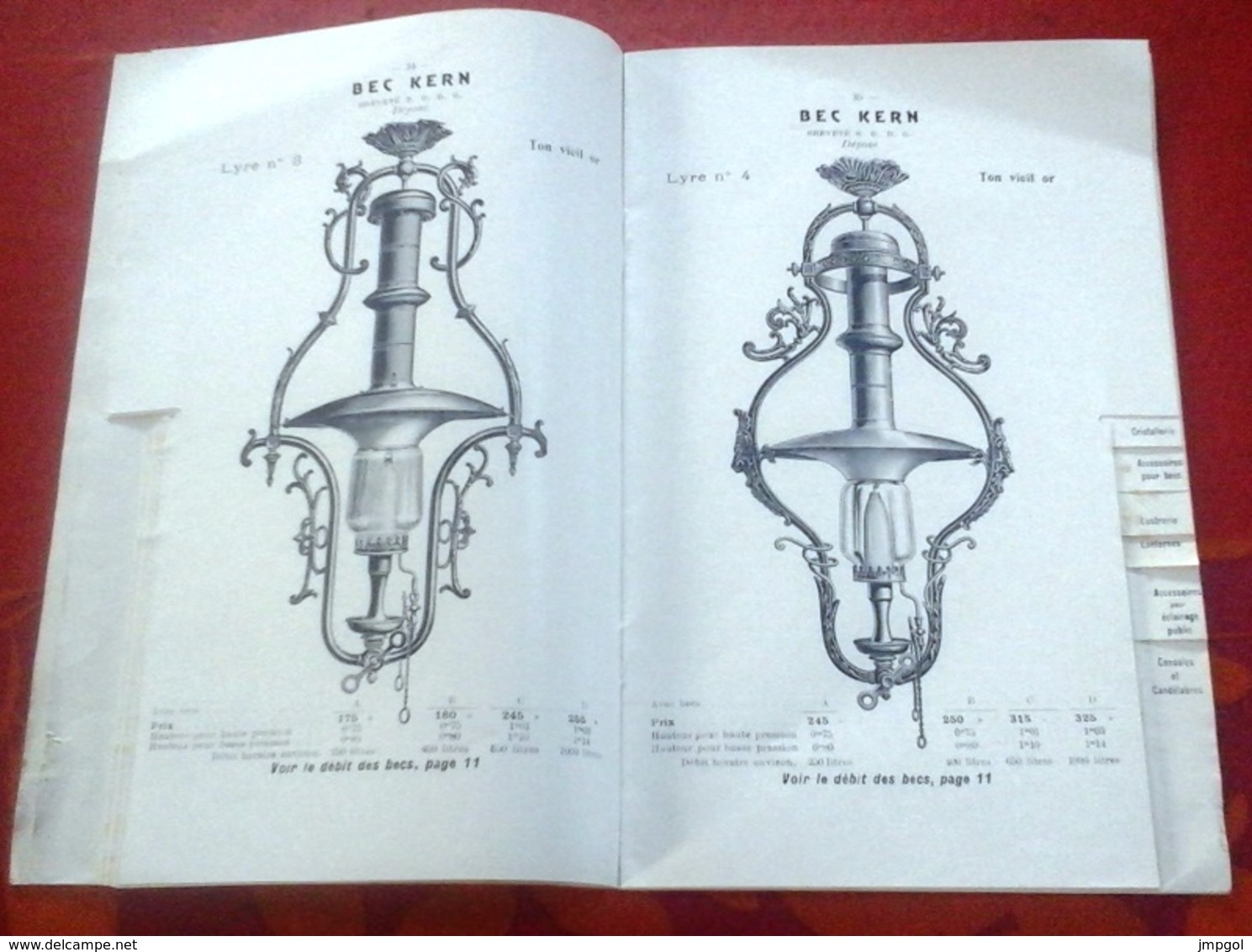 Catalogue Eclairage Société Française Chaleur et Lumière Bec Kern Bordeaux 1909-1910 Public et Domestique Lanternes