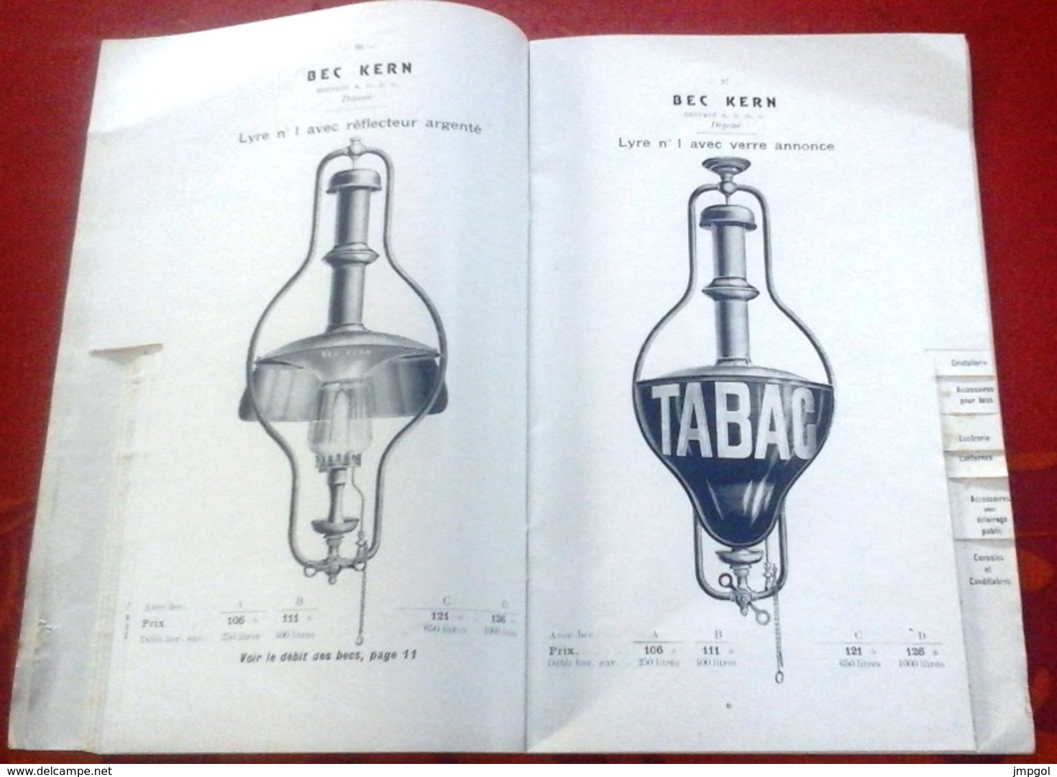 Catalogue Eclairage Société Française Chaleur et Lumière Bec Kern Bordeaux 1909-1910 Public et Domestique Lanternes