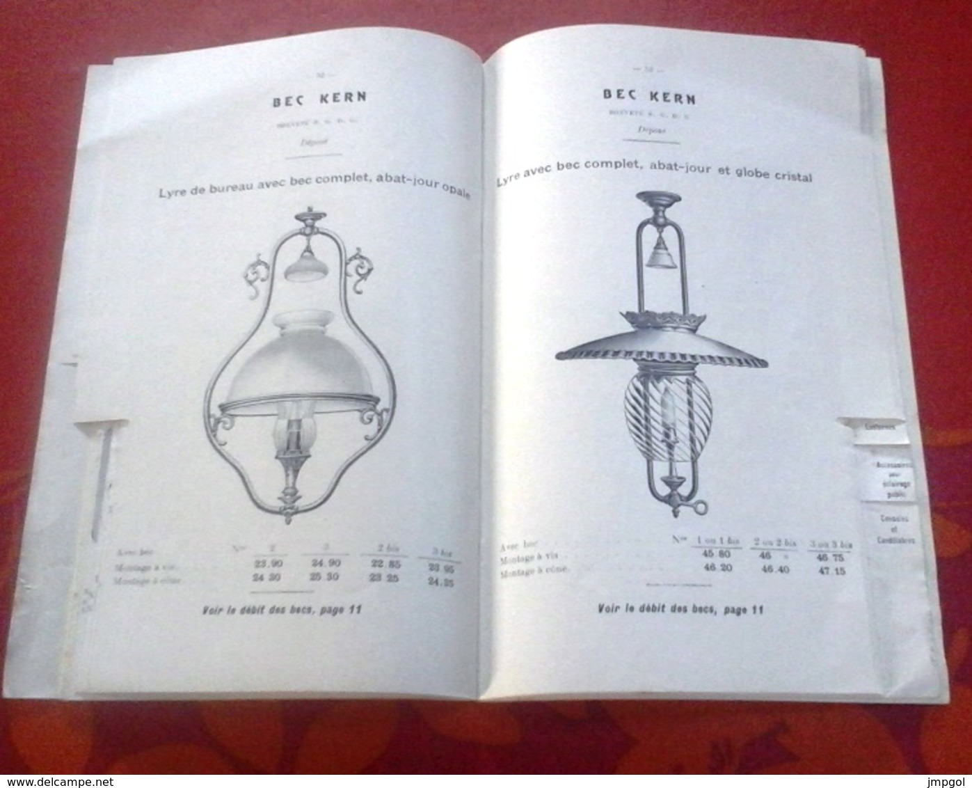 Catalogue Eclairage Société Française Chaleur et Lumière Bec Kern Bordeaux 1909-1910 Public et Domestique Lanternes