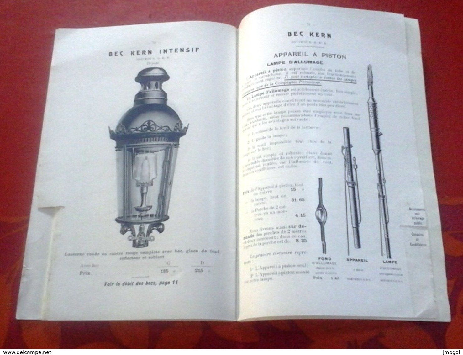 Catalogue Eclairage Société Française Chaleur et Lumière Bec Kern Bordeaux 1909-1910 Public et Domestique Lanternes