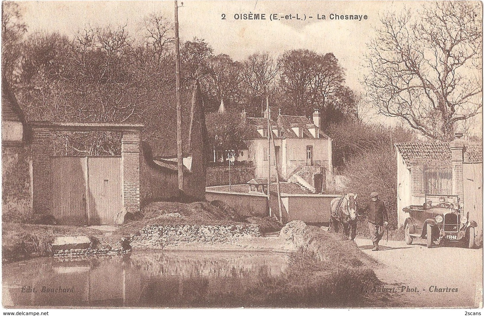 Dépt 28 - GASVILLE-OISÈME - La Chesnaye - (L. Aubert, Phot. - Chartres, N° 2) - Automobile Ancienne - Autres & Non Classés