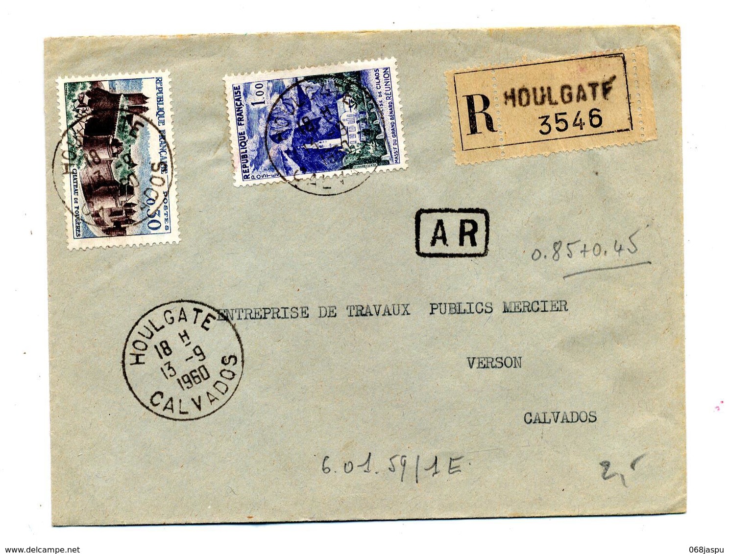 Lettre Recommandée Houlgate Sur Reunion Fougeres - Manual Postmarks