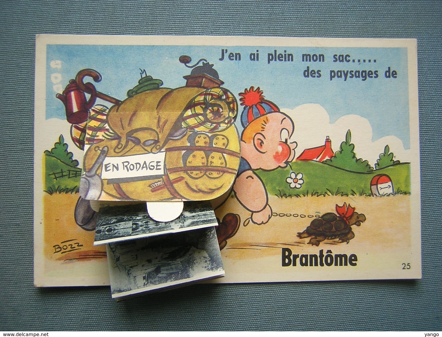 CARTE SYSTEME PHOTOS - BRANTOME - MARCHEUR AVEC TORTUE - Brantome