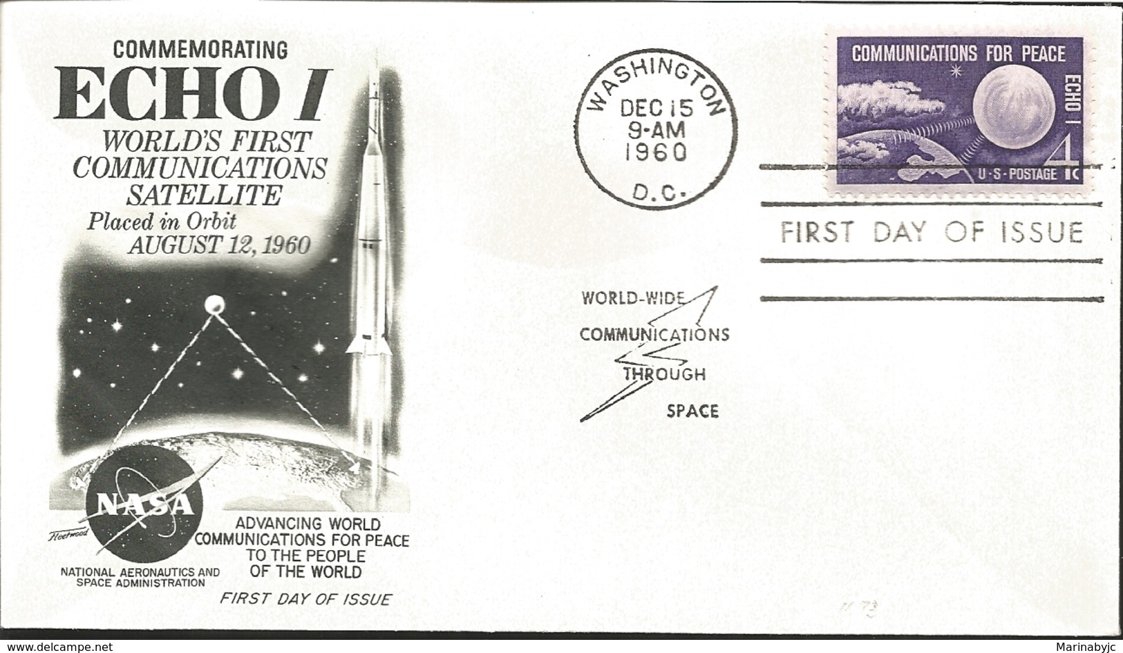 J) 1960 UNITED STATES, MASONIC GRAND LODGE, COMMEMORATING ECHO I WORLD'S FIRST COMMUNICATIONS SATELLITE PLACED IN ORBIT - Covers & Documents