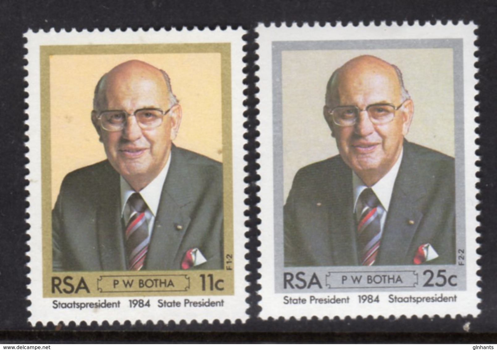 SOUTH AFRICA - 1984 BOTHA SET (2V) FINE MOUNTED MINT MM * SG 570-571 - Unused Stamps